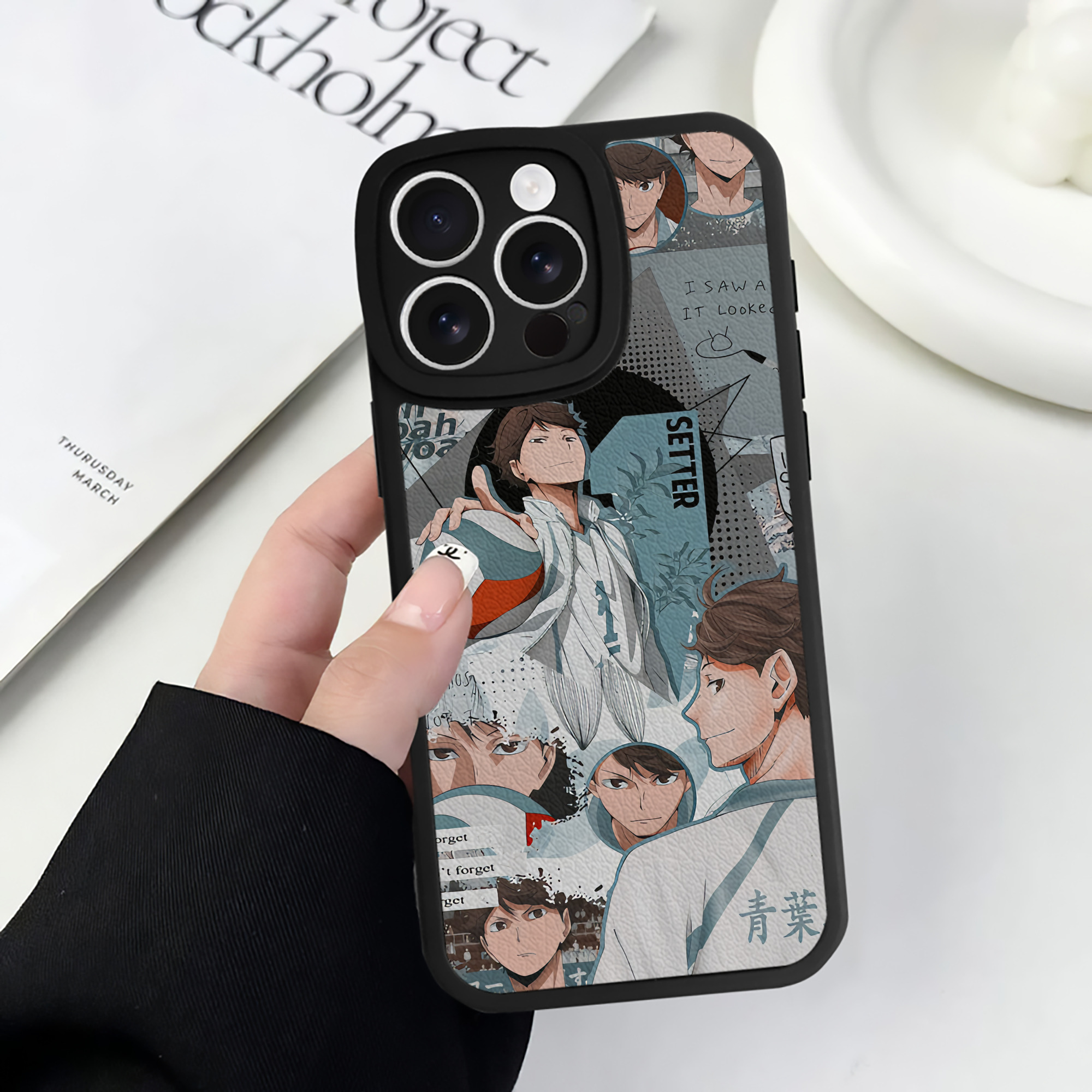 （画像用） ハイキュー!! Haikyu!! 【iPhone 16シリーズ対応】シリコンスマホケース（レザー調） 材質：シリコン